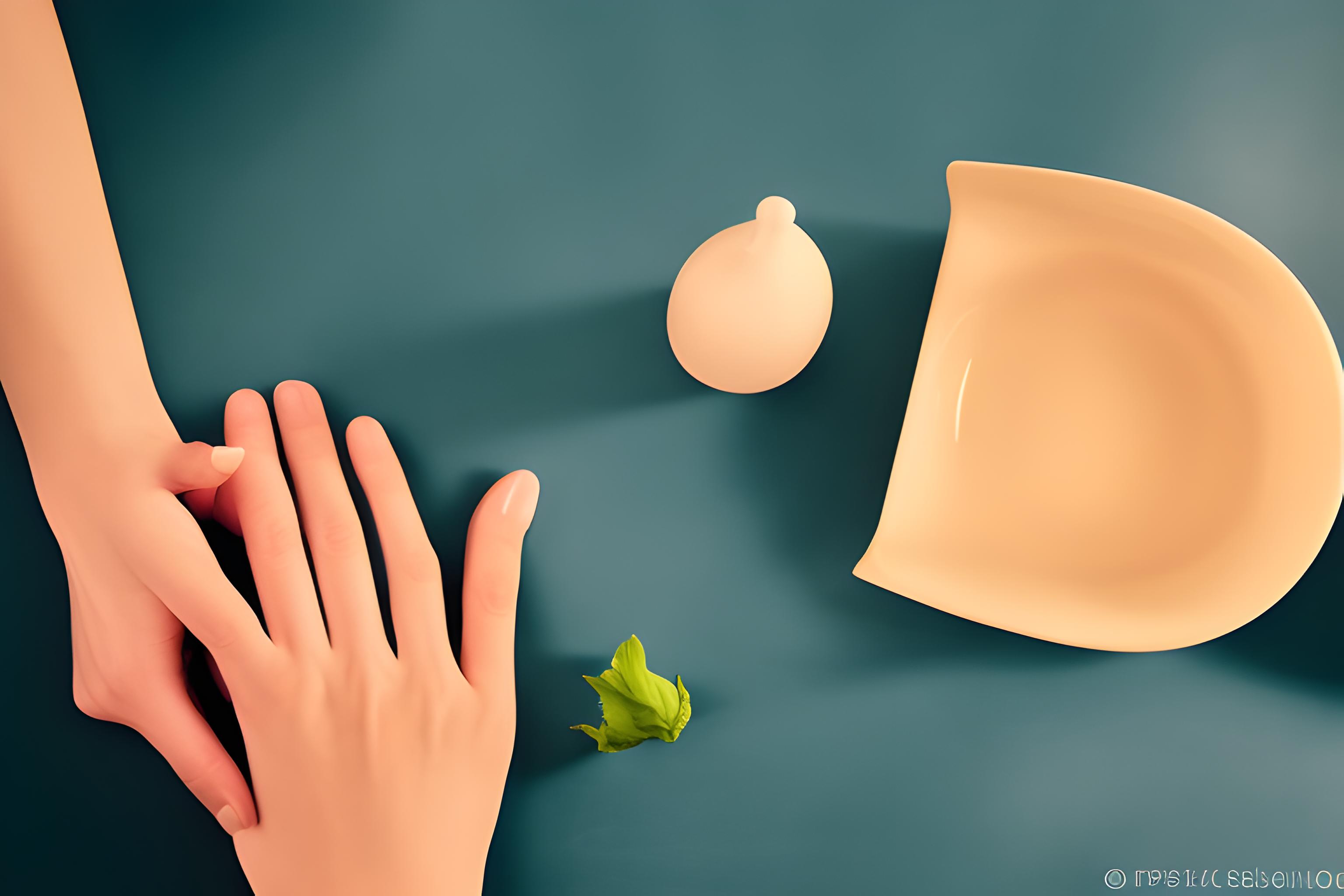 Una foto realistica di un tavolo con due piatti di pasta e una mano femminile 